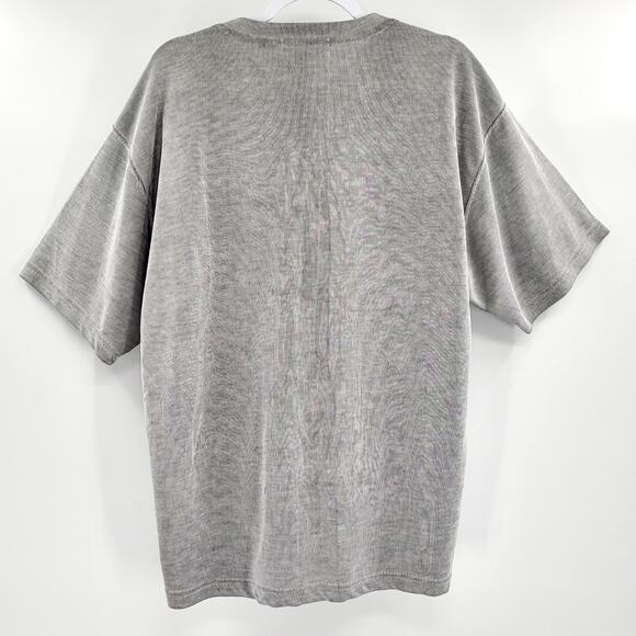 Direction Gray V-Neck Textured Modal Blend Short Sleeve Shirt Men's Size L - Picture 2 of 4